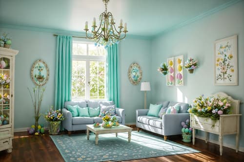 photo from pinterest of easter-style interior designed (clothing store interior) . with flowers on table and light blue colors and spring decorations and colorful easter eggs and easter decorations and flowers on table. . cinematic photo, highly detailed, cinematic lighting, ultra-detailed, ultrarealistic, photorealism, 8k. trending on pinterest. easter interior design style. masterpiece, cinematic light, ultrarealistic+, photorealistic+, 8k, raw photo, realistic, sharp focus on eyes, (symmetrical eyes), (intact eyes), hyperrealistic, highest quality, best quality, , highly detailed, masterpiece, best quality, extremely detailed 8k wallpaper, masterpiece, best quality, ultra-detailed, best shadow, detailed background, detailed face, detailed eyes, high contrast, best illumination, detailed face, dulux, caustic, dynamic angle, detailed glow. dramatic lighting. highly detailed, insanely detailed hair, symmetrical, intricate details, professionally retouched, 8k high definition. strong bokeh. award winning photo.