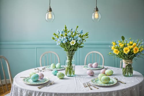 photo from pinterest of easter-style interior designed (clothing store interior) . with flowers on table and light blue colors and spring decorations and colorful easter eggs and easter decorations and flowers on table. . cinematic photo, highly detailed, cinematic lighting, ultra-detailed, ultrarealistic, photorealism, 8k. trending on pinterest. easter interior design style. masterpiece, cinematic light, ultrarealistic+, photorealistic+, 8k, raw photo, realistic, sharp focus on eyes, (symmetrical eyes), (intact eyes), hyperrealistic, highest quality, best quality, , highly detailed, masterpiece, best quality, extremely detailed 8k wallpaper, masterpiece, best quality, ultra-detailed, best shadow, detailed background, detailed face, detailed eyes, high contrast, best illumination, detailed face, dulux, caustic, dynamic angle, detailed glow. dramatic lighting. highly detailed, insanely detailed hair, symmetrical, intricate details, professionally retouched, 8k high definition. strong bokeh. award winning photo.