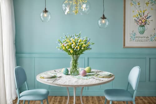 photo from pinterest of easter-style interior designed (clothing store interior) . with flowers on table and light blue colors and spring decorations and colorful easter eggs and easter decorations and flowers on table. . cinematic photo, highly detailed, cinematic lighting, ultra-detailed, ultrarealistic, photorealism, 8k. trending on pinterest. easter interior design style. masterpiece, cinematic light, ultrarealistic+, photorealistic+, 8k, raw photo, realistic, sharp focus on eyes, (symmetrical eyes), (intact eyes), hyperrealistic, highest quality, best quality, , highly detailed, masterpiece, best quality, extremely detailed 8k wallpaper, masterpiece, best quality, ultra-detailed, best shadow, detailed background, detailed face, detailed eyes, high contrast, best illumination, detailed face, dulux, caustic, dynamic angle, detailed glow. dramatic lighting. highly detailed, insanely detailed hair, symmetrical, intricate details, professionally retouched, 8k high definition. strong bokeh. award winning photo.