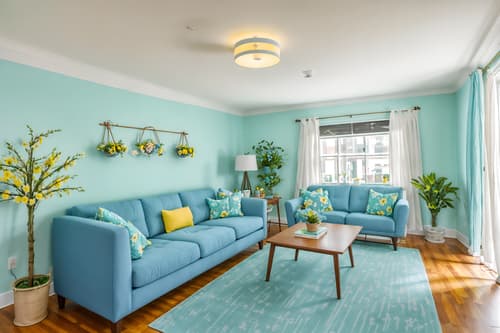 photo from pinterest of easter-style interior designed (coworking space interior) with seating area with sofa and office desks and lounge chairs and office chairs and seating area with sofa. . with light blue colors and flowers on table and spring decorations and easter decorations and colorful easter eggs and light blue colors. . cinematic photo, highly detailed, cinematic lighting, ultra-detailed, ultrarealistic, photorealism, 8k. trending on pinterest. easter interior design style. masterpiece, cinematic light, ultrarealistic+, photorealistic+, 8k, raw photo, realistic, sharp focus on eyes, (symmetrical eyes), (intact eyes), hyperrealistic, highest quality, best quality, , highly detailed, masterpiece, best quality, extremely detailed 8k wallpaper, masterpiece, best quality, ultra-detailed, best shadow, detailed background, detailed face, detailed eyes, high contrast, best illumination, detailed face, dulux, caustic, dynamic angle, detailed glow. dramatic lighting. highly detailed, insanely detailed hair, symmetrical, intricate details, professionally retouched, 8k high definition. strong bokeh. award winning photo.