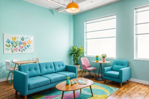 photo from pinterest of easter-style interior designed (coworking space interior) with seating area with sofa and office desks and lounge chairs and office chairs and seating area with sofa. . with light blue colors and flowers on table and spring decorations and easter decorations and colorful easter eggs and light blue colors. . cinematic photo, highly detailed, cinematic lighting, ultra-detailed, ultrarealistic, photorealism, 8k. trending on pinterest. easter interior design style. masterpiece, cinematic light, ultrarealistic+, photorealistic+, 8k, raw photo, realistic, sharp focus on eyes, (symmetrical eyes), (intact eyes), hyperrealistic, highest quality, best quality, , highly detailed, masterpiece, best quality, extremely detailed 8k wallpaper, masterpiece, best quality, ultra-detailed, best shadow, detailed background, detailed face, detailed eyes, high contrast, best illumination, detailed face, dulux, caustic, dynamic angle, detailed glow. dramatic lighting. highly detailed, insanely detailed hair, symmetrical, intricate details, professionally retouched, 8k high definition. strong bokeh. award winning photo.