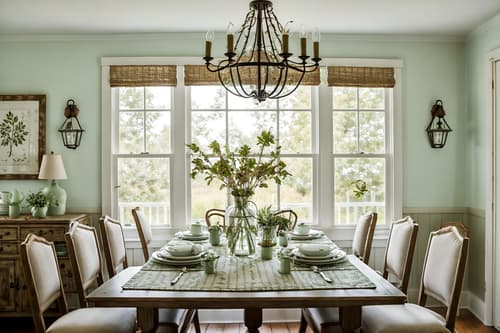 photo from pinterest of cottagecore-style interior designed (dining room interior) with dining table chairs and plant and vase and table cloth and plates, cutlery and glasses on dining table and light or chandelier and painting or photo on wall and dining table. . with natural and muted colors and floral patterns and organic and cottage style and country style and earthy and traditional. . cinematic photo, highly detailed, cinematic lighting, ultra-detailed, ultrarealistic, photorealism, 8k. trending on pinterest. cottagecore interior design style. masterpiece, cinematic light, ultrarealistic+, photorealistic+, 8k, raw photo, realistic, sharp focus on eyes, (symmetrical eyes), (intact eyes), hyperrealistic, highest quality, best quality, , highly detailed, masterpiece, best quality, extremely detailed 8k wallpaper, masterpiece, best quality, ultra-detailed, best shadow, detailed background, detailed face, detailed eyes, high contrast, best illumination, detailed face, dulux, caustic, dynamic angle, detailed glow. dramatic lighting. highly detailed, insanely detailed hair, symmetrical, intricate details, professionally retouched, 8k high definition. strong bokeh. award winning photo.