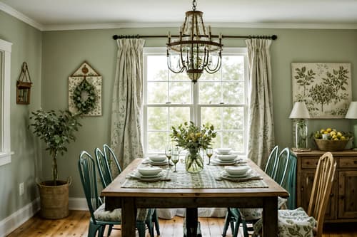 photo from pinterest of cottagecore-style interior designed (dining room interior) with dining table chairs and plant and vase and table cloth and plates, cutlery and glasses on dining table and light or chandelier and painting or photo on wall and dining table. . with natural and muted colors and floral patterns and organic and cottage style and country style and earthy and traditional. . cinematic photo, highly detailed, cinematic lighting, ultra-detailed, ultrarealistic, photorealism, 8k. trending on pinterest. cottagecore interior design style. masterpiece, cinematic light, ultrarealistic+, photorealistic+, 8k, raw photo, realistic, sharp focus on eyes, (symmetrical eyes), (intact eyes), hyperrealistic, highest quality, best quality, , highly detailed, masterpiece, best quality, extremely detailed 8k wallpaper, masterpiece, best quality, ultra-detailed, best shadow, detailed background, detailed face, detailed eyes, high contrast, best illumination, detailed face, dulux, caustic, dynamic angle, detailed glow. dramatic lighting. highly detailed, insanely detailed hair, symmetrical, intricate details, professionally retouched, 8k high definition. strong bokeh. award winning photo.