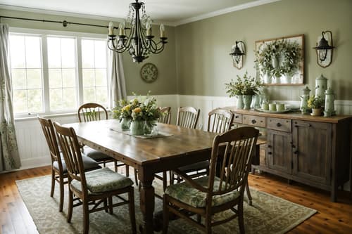 photo from pinterest of cottagecore-style interior designed (dining room interior) with dining table chairs and plant and vase and table cloth and plates, cutlery and glasses on dining table and light or chandelier and painting or photo on wall and dining table. . with natural and muted colors and floral patterns and organic and cottage style and country style and earthy and traditional. . cinematic photo, highly detailed, cinematic lighting, ultra-detailed, ultrarealistic, photorealism, 8k. trending on pinterest. cottagecore interior design style. masterpiece, cinematic light, ultrarealistic+, photorealistic+, 8k, raw photo, realistic, sharp focus on eyes, (symmetrical eyes), (intact eyes), hyperrealistic, highest quality, best quality, , highly detailed, masterpiece, best quality, extremely detailed 8k wallpaper, masterpiece, best quality, ultra-detailed, best shadow, detailed background, detailed face, detailed eyes, high contrast, best illumination, detailed face, dulux, caustic, dynamic angle, detailed glow. dramatic lighting. highly detailed, insanely detailed hair, symmetrical, intricate details, professionally retouched, 8k high definition. strong bokeh. award winning photo.