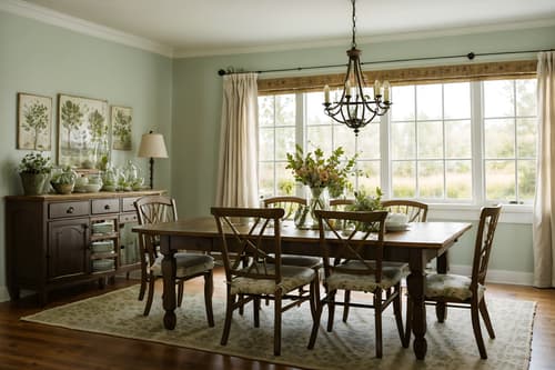 photo from pinterest of cottagecore-style interior designed (dining room interior) with dining table chairs and plant and vase and table cloth and plates, cutlery and glasses on dining table and light or chandelier and painting or photo on wall and dining table. . with natural and muted colors and floral patterns and organic and cottage style and country style and earthy and traditional. . cinematic photo, highly detailed, cinematic lighting, ultra-detailed, ultrarealistic, photorealism, 8k. trending on pinterest. cottagecore interior design style. masterpiece, cinematic light, ultrarealistic+, photorealistic+, 8k, raw photo, realistic, sharp focus on eyes, (symmetrical eyes), (intact eyes), hyperrealistic, highest quality, best quality, , highly detailed, masterpiece, best quality, extremely detailed 8k wallpaper, masterpiece, best quality, ultra-detailed, best shadow, detailed background, detailed face, detailed eyes, high contrast, best illumination, detailed face, dulux, caustic, dynamic angle, detailed glow. dramatic lighting. highly detailed, insanely detailed hair, symmetrical, intricate details, professionally retouched, 8k high definition. strong bokeh. award winning photo.
