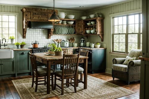 photo from pinterest of cottagecore-style interior designed (kitchen living combo interior) with chairs and furniture and occasional tables and kitchen cabinets and stove and bookshelves and rug and plant. . with rustic and organic and cottage style and natural and country style and floral patterns and earthy and traditional. . cinematic photo, highly detailed, cinematic lighting, ultra-detailed, ultrarealistic, photorealism, 8k. trending on pinterest. cottagecore interior design style. masterpiece, cinematic light, ultrarealistic+, photorealistic+, 8k, raw photo, realistic, sharp focus on eyes, (symmetrical eyes), (intact eyes), hyperrealistic, highest quality, best quality, , highly detailed, masterpiece, best quality, extremely detailed 8k wallpaper, masterpiece, best quality, ultra-detailed, best shadow, detailed background, detailed face, detailed eyes, high contrast, best illumination, detailed face, dulux, caustic, dynamic angle, detailed glow. dramatic lighting. highly detailed, insanely detailed hair, symmetrical, intricate details, professionally retouched, 8k high definition. strong bokeh. award winning photo.