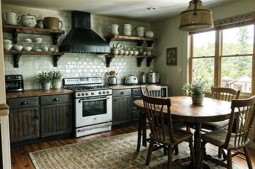 photo from pinterest of cottagecore-style interior designed (kitchen living combo interior) with chairs and furniture and occasional tables and kitchen cabinets and stove and bookshelves and rug and plant. . with rustic and organic and cottage style and natural and country style and floral patterns and earthy and traditional. . cinematic photo, highly detailed, cinematic lighting, ultra-detailed, ultrarealistic, photorealism, 8k. trending on pinterest. cottagecore interior design style. masterpiece, cinematic light, ultrarealistic+, photorealistic+, 8k, raw photo, realistic, sharp focus on eyes, (symmetrical eyes), (intact eyes), hyperrealistic, highest quality, best quality, , highly detailed, masterpiece, best quality, extremely detailed 8k wallpaper, masterpiece, best quality, ultra-detailed, best shadow, detailed background, detailed face, detailed eyes, high contrast, best illumination, detailed face, dulux, caustic, dynamic angle, detailed glow. dramatic lighting. highly detailed, insanely detailed hair, symmetrical, intricate details, professionally retouched, 8k high definition. strong bokeh. award winning photo.