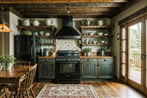 photo from pinterest of cottagecore-style interior designed (kitchen living combo interior) with chairs and furniture and occasional tables and kitchen cabinets and stove and bookshelves and rug and plant. . with rustic and organic and cottage style and natural and country style and floral patterns and earthy and traditional. . cinematic photo, highly detailed, cinematic lighting, ultra-detailed, ultrarealistic, photorealism, 8k. trending on pinterest. cottagecore interior design style. masterpiece, cinematic light, ultrarealistic+, photorealistic+, 8k, raw photo, realistic, sharp focus on eyes, (symmetrical eyes), (intact eyes), hyperrealistic, highest quality, best quality, , highly detailed, masterpiece, best quality, extremely detailed 8k wallpaper, masterpiece, best quality, ultra-detailed, best shadow, detailed background, detailed face, detailed eyes, high contrast, best illumination, detailed face, dulux, caustic, dynamic angle, detailed glow. dramatic lighting. highly detailed, insanely detailed hair, symmetrical, intricate details, professionally retouched, 8k high definition. strong bokeh. award winning photo.