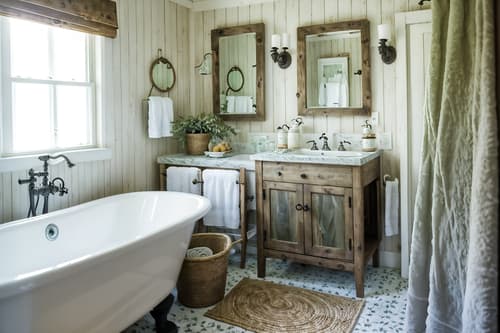 photo from pinterest of cottagecore-style interior designed (hotel bathroom interior) with bath towel and plant and toilet seat and shower and bathroom cabinet and bathtub and bath rail and mirror. . with traditional and cottage style and rustic and country style and floral patterns and organic and earthy and muted colors. . cinematic photo, highly detailed, cinematic lighting, ultra-detailed, ultrarealistic, photorealism, 8k. trending on pinterest. cottagecore interior design style. masterpiece, cinematic light, ultrarealistic+, photorealistic+, 8k, raw photo, realistic, sharp focus on eyes, (symmetrical eyes), (intact eyes), hyperrealistic, highest quality, best quality, , highly detailed, masterpiece, best quality, extremely detailed 8k wallpaper, masterpiece, best quality, ultra-detailed, best shadow, detailed background, detailed face, detailed eyes, high contrast, best illumination, detailed face, dulux, caustic, dynamic angle, detailed glow. dramatic lighting. highly detailed, insanely detailed hair, symmetrical, intricate details, professionally retouched, 8k high definition. strong bokeh. award winning photo.