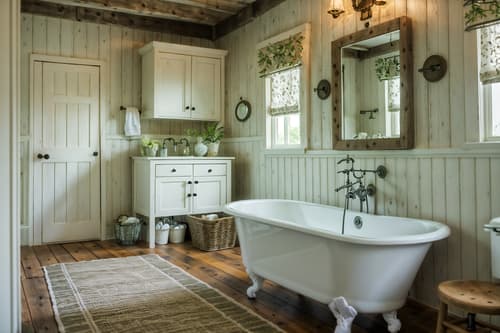 photo from pinterest of cottagecore-style interior designed (hotel bathroom interior) with bath towel and plant and toilet seat and shower and bathroom cabinet and bathtub and bath rail and mirror. . with traditional and cottage style and rustic and country style and floral patterns and organic and earthy and muted colors. . cinematic photo, highly detailed, cinematic lighting, ultra-detailed, ultrarealistic, photorealism, 8k. trending on pinterest. cottagecore interior design style. masterpiece, cinematic light, ultrarealistic+, photorealistic+, 8k, raw photo, realistic, sharp focus on eyes, (symmetrical eyes), (intact eyes), hyperrealistic, highest quality, best quality, , highly detailed, masterpiece, best quality, extremely detailed 8k wallpaper, masterpiece, best quality, ultra-detailed, best shadow, detailed background, detailed face, detailed eyes, high contrast, best illumination, detailed face, dulux, caustic, dynamic angle, detailed glow. dramatic lighting. highly detailed, insanely detailed hair, symmetrical, intricate details, professionally retouched, 8k high definition. strong bokeh. award winning photo.