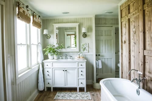 photo from pinterest of cottagecore-style interior designed (hotel bathroom interior) with bath towel and plant and toilet seat and shower and bathroom cabinet and bathtub and bath rail and mirror. . with traditional and cottage style and rustic and country style and floral patterns and organic and earthy and muted colors. . cinematic photo, highly detailed, cinematic lighting, ultra-detailed, ultrarealistic, photorealism, 8k. trending on pinterest. cottagecore interior design style. masterpiece, cinematic light, ultrarealistic+, photorealistic+, 8k, raw photo, realistic, sharp focus on eyes, (symmetrical eyes), (intact eyes), hyperrealistic, highest quality, best quality, , highly detailed, masterpiece, best quality, extremely detailed 8k wallpaper, masterpiece, best quality, ultra-detailed, best shadow, detailed background, detailed face, detailed eyes, high contrast, best illumination, detailed face, dulux, caustic, dynamic angle, detailed glow. dramatic lighting. highly detailed, insanely detailed hair, symmetrical, intricate details, professionally retouched, 8k high definition. strong bokeh. award winning photo.