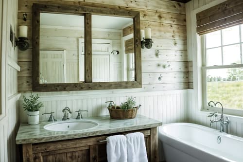 photo from pinterest of cottagecore-style interior designed (hotel bathroom interior) with bath towel and plant and toilet seat and shower and bathroom cabinet and bathtub and bath rail and mirror. . with traditional and cottage style and rustic and country style and floral patterns and organic and earthy and muted colors. . cinematic photo, highly detailed, cinematic lighting, ultra-detailed, ultrarealistic, photorealism, 8k. trending on pinterest. cottagecore interior design style. masterpiece, cinematic light, ultrarealistic+, photorealistic+, 8k, raw photo, realistic, sharp focus on eyes, (symmetrical eyes), (intact eyes), hyperrealistic, highest quality, best quality, , highly detailed, masterpiece, best quality, extremely detailed 8k wallpaper, masterpiece, best quality, ultra-detailed, best shadow, detailed background, detailed face, detailed eyes, high contrast, best illumination, detailed face, dulux, caustic, dynamic angle, detailed glow. dramatic lighting. highly detailed, insanely detailed hair, symmetrical, intricate details, professionally retouched, 8k high definition. strong bokeh. award winning photo.