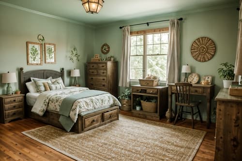 photo from pinterest of cottagecore-style interior designed (kids room interior) with plant and dresser closet and bedside table or night stand and night light and bed and accent chair and mirror and storage bench or ottoman. . with muted colors and natural and floral patterns and organic and rustic and earthy and country style and traditional. . cinematic photo, highly detailed, cinematic lighting, ultra-detailed, ultrarealistic, photorealism, 8k. trending on pinterest. cottagecore interior design style. masterpiece, cinematic light, ultrarealistic+, photorealistic+, 8k, raw photo, realistic, sharp focus on eyes, (symmetrical eyes), (intact eyes), hyperrealistic, highest quality, best quality, , highly detailed, masterpiece, best quality, extremely detailed 8k wallpaper, masterpiece, best quality, ultra-detailed, best shadow, detailed background, detailed face, detailed eyes, high contrast, best illumination, detailed face, dulux, caustic, dynamic angle, detailed glow. dramatic lighting. highly detailed, insanely detailed hair, symmetrical, intricate details, professionally retouched, 8k high definition. strong bokeh. award winning photo.