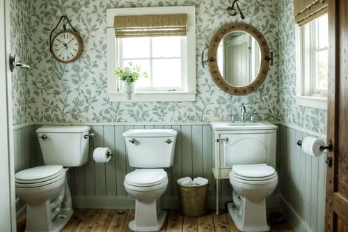 photo from pinterest of cottagecore-style interior designed (toilet interior) with sink with tap and toilet paper hanger and toilet with toilet seat up and sink with tap. . with floral patterns and rustic and earthy and muted colors and organic and natural and cottage style and traditional. . cinematic photo, highly detailed, cinematic lighting, ultra-detailed, ultrarealistic, photorealism, 8k. trending on pinterest. cottagecore interior design style. masterpiece, cinematic light, ultrarealistic+, photorealistic+, 8k, raw photo, realistic, sharp focus on eyes, (symmetrical eyes), (intact eyes), hyperrealistic, highest quality, best quality, , highly detailed, masterpiece, best quality, extremely detailed 8k wallpaper, masterpiece, best quality, ultra-detailed, best shadow, detailed background, detailed face, detailed eyes, high contrast, best illumination, detailed face, dulux, caustic, dynamic angle, detailed glow. dramatic lighting. highly detailed, insanely detailed hair, symmetrical, intricate details, professionally retouched, 8k high definition. strong bokeh. award winning photo.