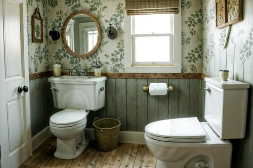photo from pinterest of cottagecore-style interior designed (toilet interior) with sink with tap and toilet paper hanger and toilet with toilet seat up and sink with tap. . with floral patterns and rustic and earthy and muted colors and organic and natural and cottage style and traditional. . cinematic photo, highly detailed, cinematic lighting, ultra-detailed, ultrarealistic, photorealism, 8k. trending on pinterest. cottagecore interior design style. masterpiece, cinematic light, ultrarealistic+, photorealistic+, 8k, raw photo, realistic, sharp focus on eyes, (symmetrical eyes), (intact eyes), hyperrealistic, highest quality, best quality, , highly detailed, masterpiece, best quality, extremely detailed 8k wallpaper, masterpiece, best quality, ultra-detailed, best shadow, detailed background, detailed face, detailed eyes, high contrast, best illumination, detailed face, dulux, caustic, dynamic angle, detailed glow. dramatic lighting. highly detailed, insanely detailed hair, symmetrical, intricate details, professionally retouched, 8k high definition. strong bokeh. award winning photo.