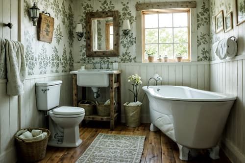 photo from pinterest of cottagecore-style interior designed (toilet interior) with sink with tap and toilet paper hanger and toilet with toilet seat up and sink with tap. . with floral patterns and rustic and earthy and muted colors and organic and natural and cottage style and traditional. . cinematic photo, highly detailed, cinematic lighting, ultra-detailed, ultrarealistic, photorealism, 8k. trending on pinterest. cottagecore interior design style. masterpiece, cinematic light, ultrarealistic+, photorealistic+, 8k, raw photo, realistic, sharp focus on eyes, (symmetrical eyes), (intact eyes), hyperrealistic, highest quality, best quality, , highly detailed, masterpiece, best quality, extremely detailed 8k wallpaper, masterpiece, best quality, ultra-detailed, best shadow, detailed background, detailed face, detailed eyes, high contrast, best illumination, detailed face, dulux, caustic, dynamic angle, detailed glow. dramatic lighting. highly detailed, insanely detailed hair, symmetrical, intricate details, professionally retouched, 8k high definition. strong bokeh. award winning photo.