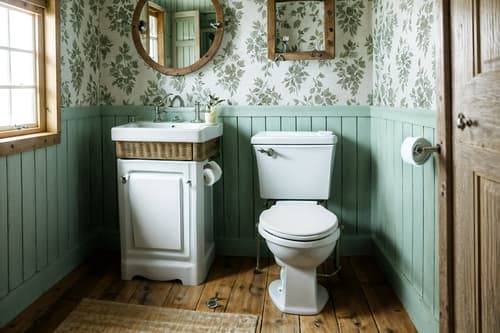 photo from pinterest of cottagecore-style interior designed (toilet interior) with sink with tap and toilet paper hanger and toilet with toilet seat up and sink with tap. . with floral patterns and rustic and earthy and muted colors and organic and natural and cottage style and traditional. . cinematic photo, highly detailed, cinematic lighting, ultra-detailed, ultrarealistic, photorealism, 8k. trending on pinterest. cottagecore interior design style. masterpiece, cinematic light, ultrarealistic+, photorealistic+, 8k, raw photo, realistic, sharp focus on eyes, (symmetrical eyes), (intact eyes), hyperrealistic, highest quality, best quality, , highly detailed, masterpiece, best quality, extremely detailed 8k wallpaper, masterpiece, best quality, ultra-detailed, best shadow, detailed background, detailed face, detailed eyes, high contrast, best illumination, detailed face, dulux, caustic, dynamic angle, detailed glow. dramatic lighting. highly detailed, insanely detailed hair, symmetrical, intricate details, professionally retouched, 8k high definition. strong bokeh. award winning photo.
