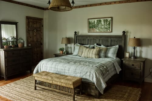 photo from pinterest of cottagecore-style interior designed (bedroom interior) with bedside table or night stand and dresser closet and night light and headboard and plant and mirror and bed and storage bench or ottoman. . with earthy and organic and natural and country style and cottage style and rustic and floral patterns and traditional. . cinematic photo, highly detailed, cinematic lighting, ultra-detailed, ultrarealistic, photorealism, 8k. trending on pinterest. cottagecore interior design style. masterpiece, cinematic light, ultrarealistic+, photorealistic+, 8k, raw photo, realistic, sharp focus on eyes, (symmetrical eyes), (intact eyes), hyperrealistic, highest quality, best quality, , highly detailed, masterpiece, best quality, extremely detailed 8k wallpaper, masterpiece, best quality, ultra-detailed, best shadow, detailed background, detailed face, detailed eyes, high contrast, best illumination, detailed face, dulux, caustic, dynamic angle, detailed glow. dramatic lighting. highly detailed, insanely detailed hair, symmetrical, intricate details, professionally retouched, 8k high definition. strong bokeh. award winning photo.