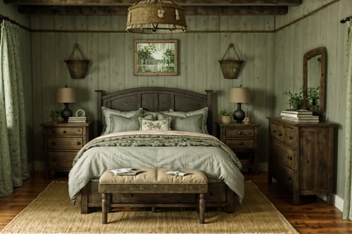photo from pinterest of cottagecore-style interior designed (bedroom interior) with bedside table or night stand and dresser closet and night light and headboard and plant and mirror and bed and storage bench or ottoman. . with earthy and organic and natural and country style and cottage style and rustic and floral patterns and traditional. . cinematic photo, highly detailed, cinematic lighting, ultra-detailed, ultrarealistic, photorealism, 8k. trending on pinterest. cottagecore interior design style. masterpiece, cinematic light, ultrarealistic+, photorealistic+, 8k, raw photo, realistic, sharp focus on eyes, (symmetrical eyes), (intact eyes), hyperrealistic, highest quality, best quality, , highly detailed, masterpiece, best quality, extremely detailed 8k wallpaper, masterpiece, best quality, ultra-detailed, best shadow, detailed background, detailed face, detailed eyes, high contrast, best illumination, detailed face, dulux, caustic, dynamic angle, detailed glow. dramatic lighting. highly detailed, insanely detailed hair, symmetrical, intricate details, professionally retouched, 8k high definition. strong bokeh. award winning photo.