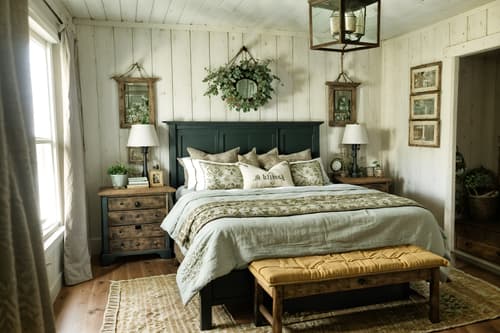 photo from pinterest of cottagecore-style interior designed (bedroom interior) with bedside table or night stand and dresser closet and night light and headboard and plant and mirror and bed and storage bench or ottoman. . with earthy and organic and natural and country style and cottage style and rustic and floral patterns and traditional. . cinematic photo, highly detailed, cinematic lighting, ultra-detailed, ultrarealistic, photorealism, 8k. trending on pinterest. cottagecore interior design style. masterpiece, cinematic light, ultrarealistic+, photorealistic+, 8k, raw photo, realistic, sharp focus on eyes, (symmetrical eyes), (intact eyes), hyperrealistic, highest quality, best quality, , highly detailed, masterpiece, best quality, extremely detailed 8k wallpaper, masterpiece, best quality, ultra-detailed, best shadow, detailed background, detailed face, detailed eyes, high contrast, best illumination, detailed face, dulux, caustic, dynamic angle, detailed glow. dramatic lighting. highly detailed, insanely detailed hair, symmetrical, intricate details, professionally retouched, 8k high definition. strong bokeh. award winning photo.
