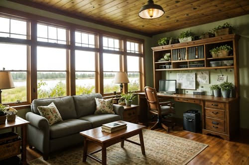photo from pinterest of cottagecore-style interior designed (office interior) with computer desks and seating area with sofa and desk lamps and office desks and plants and windows and cabinets and lounge chairs. . with cottage style and floral patterns and organic and country style and traditional and earthy and muted colors and natural. . cinematic photo, highly detailed, cinematic lighting, ultra-detailed, ultrarealistic, photorealism, 8k. trending on pinterest. cottagecore interior design style. masterpiece, cinematic light, ultrarealistic+, photorealistic+, 8k, raw photo, realistic, sharp focus on eyes, (symmetrical eyes), (intact eyes), hyperrealistic, highest quality, best quality, , highly detailed, masterpiece, best quality, extremely detailed 8k wallpaper, masterpiece, best quality, ultra-detailed, best shadow, detailed background, detailed face, detailed eyes, high contrast, best illumination, detailed face, dulux, caustic, dynamic angle, detailed glow. dramatic lighting. highly detailed, insanely detailed hair, symmetrical, intricate details, professionally retouched, 8k high definition. strong bokeh. award winning photo.