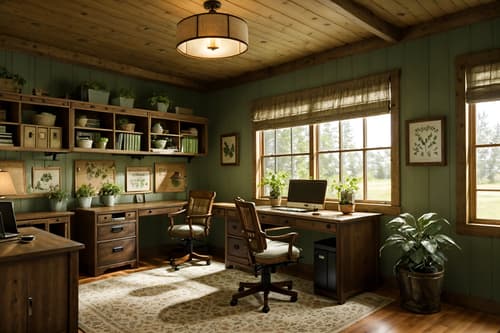 photo from pinterest of cottagecore-style interior designed (office interior) with computer desks and seating area with sofa and desk lamps and office desks and plants and windows and cabinets and lounge chairs. . with cottage style and floral patterns and organic and country style and traditional and earthy and muted colors and natural. . cinematic photo, highly detailed, cinematic lighting, ultra-detailed, ultrarealistic, photorealism, 8k. trending on pinterest. cottagecore interior design style. masterpiece, cinematic light, ultrarealistic+, photorealistic+, 8k, raw photo, realistic, sharp focus on eyes, (symmetrical eyes), (intact eyes), hyperrealistic, highest quality, best quality, , highly detailed, masterpiece, best quality, extremely detailed 8k wallpaper, masterpiece, best quality, ultra-detailed, best shadow, detailed background, detailed face, detailed eyes, high contrast, best illumination, detailed face, dulux, caustic, dynamic angle, detailed glow. dramatic lighting. highly detailed, insanely detailed hair, symmetrical, intricate details, professionally retouched, 8k high definition. strong bokeh. award winning photo.