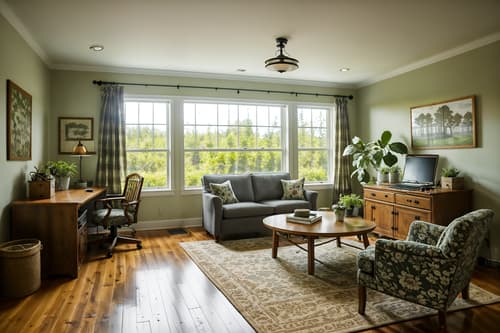photo from pinterest of cottagecore-style interior designed (office interior) with computer desks and seating area with sofa and desk lamps and office desks and plants and windows and cabinets and lounge chairs. . with cottage style and floral patterns and organic and country style and traditional and earthy and muted colors and natural. . cinematic photo, highly detailed, cinematic lighting, ultra-detailed, ultrarealistic, photorealism, 8k. trending on pinterest. cottagecore interior design style. masterpiece, cinematic light, ultrarealistic+, photorealistic+, 8k, raw photo, realistic, sharp focus on eyes, (symmetrical eyes), (intact eyes), hyperrealistic, highest quality, best quality, , highly detailed, masterpiece, best quality, extremely detailed 8k wallpaper, masterpiece, best quality, ultra-detailed, best shadow, detailed background, detailed face, detailed eyes, high contrast, best illumination, detailed face, dulux, caustic, dynamic angle, detailed glow. dramatic lighting. highly detailed, insanely detailed hair, symmetrical, intricate details, professionally retouched, 8k high definition. strong bokeh. award winning photo.