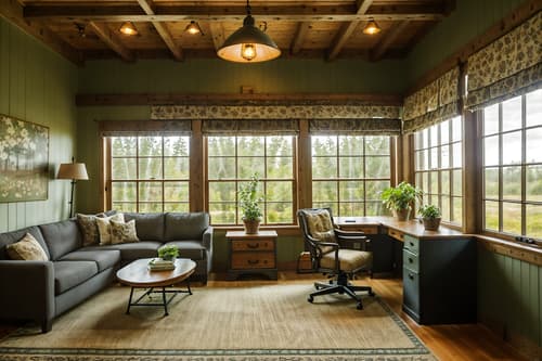photo from pinterest of cottagecore-style interior designed (office interior) with computer desks and seating area with sofa and desk lamps and office desks and plants and windows and cabinets and lounge chairs. . with cottage style and floral patterns and organic and country style and traditional and earthy and muted colors and natural. . cinematic photo, highly detailed, cinematic lighting, ultra-detailed, ultrarealistic, photorealism, 8k. trending on pinterest. cottagecore interior design style. masterpiece, cinematic light, ultrarealistic+, photorealistic+, 8k, raw photo, realistic, sharp focus on eyes, (symmetrical eyes), (intact eyes), hyperrealistic, highest quality, best quality, , highly detailed, masterpiece, best quality, extremely detailed 8k wallpaper, masterpiece, best quality, ultra-detailed, best shadow, detailed background, detailed face, detailed eyes, high contrast, best illumination, detailed face, dulux, caustic, dynamic angle, detailed glow. dramatic lighting. highly detailed, insanely detailed hair, symmetrical, intricate details, professionally retouched, 8k high definition. strong bokeh. award winning photo.