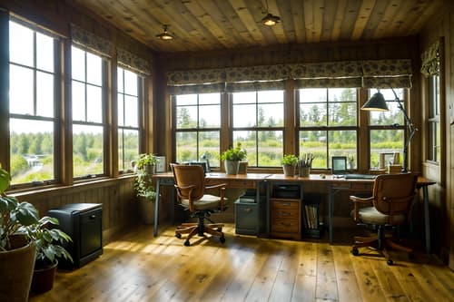 photo from pinterest of cottagecore-style interior designed (office interior) with computer desks and seating area with sofa and desk lamps and office desks and plants and windows and cabinets and lounge chairs. . with cottage style and floral patterns and organic and country style and traditional and earthy and muted colors and natural. . cinematic photo, highly detailed, cinematic lighting, ultra-detailed, ultrarealistic, photorealism, 8k. trending on pinterest. cottagecore interior design style. masterpiece, cinematic light, ultrarealistic+, photorealistic+, 8k, raw photo, realistic, sharp focus on eyes, (symmetrical eyes), (intact eyes), hyperrealistic, highest quality, best quality, , highly detailed, masterpiece, best quality, extremely detailed 8k wallpaper, masterpiece, best quality, ultra-detailed, best shadow, detailed background, detailed face, detailed eyes, high contrast, best illumination, detailed face, dulux, caustic, dynamic angle, detailed glow. dramatic lighting. highly detailed, insanely detailed hair, symmetrical, intricate details, professionally retouched, 8k high definition. strong bokeh. award winning photo.