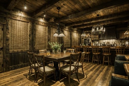 photo from pinterest of cottagecore-style interior designed (restaurant interior) with restaurant chairs and restaurant decor and restaurant bar and restaurant dining tables and restaurant chairs. . with rustic and earthy and traditional and cottage style and country style and organic and muted colors and natural. . cinematic photo, highly detailed, cinematic lighting, ultra-detailed, ultrarealistic, photorealism, 8k. trending on pinterest. cottagecore interior design style. masterpiece, cinematic light, ultrarealistic+, photorealistic+, 8k, raw photo, realistic, sharp focus on eyes, (symmetrical eyes), (intact eyes), hyperrealistic, highest quality, best quality, , highly detailed, masterpiece, best quality, extremely detailed 8k wallpaper, masterpiece, best quality, ultra-detailed, best shadow, detailed background, detailed face, detailed eyes, high contrast, best illumination, detailed face, dulux, caustic, dynamic angle, detailed glow. dramatic lighting. highly detailed, insanely detailed hair, symmetrical, intricate details, professionally retouched, 8k high definition. strong bokeh. award winning photo.