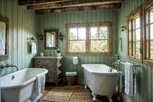 photo from pinterest of cottagecore-style interior designed (bathroom interior) with shower and bath towel and toilet seat and bathtub and bathroom sink with faucet and bathroom cabinet and bath rail and plant. . with earthy and muted colors and cottage style and natural and traditional and floral patterns and rustic and country style. . cinematic photo, highly detailed, cinematic lighting, ultra-detailed, ultrarealistic, photorealism, 8k. trending on pinterest. cottagecore interior design style. masterpiece, cinematic light, ultrarealistic+, photorealistic+, 8k, raw photo, realistic, sharp focus on eyes, (symmetrical eyes), (intact eyes), hyperrealistic, highest quality, best quality, , highly detailed, masterpiece, best quality, extremely detailed 8k wallpaper, masterpiece, best quality, ultra-detailed, best shadow, detailed background, detailed face, detailed eyes, high contrast, best illumination, detailed face, dulux, caustic, dynamic angle, detailed glow. dramatic lighting. highly detailed, insanely detailed hair, symmetrical, intricate details, professionally retouched, 8k high definition. strong bokeh. award winning photo.