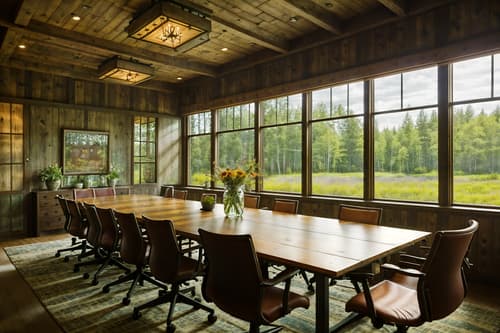 photo from pinterest of cottagecore-style interior designed (meeting room interior) with glass walls and boardroom table and cabinets and vase and glass doors and plant and office chairs and painting or photo on wall. . with earthy and floral patterns and traditional and muted colors and natural and cottage style and country style and rustic. . cinematic photo, highly detailed, cinematic lighting, ultra-detailed, ultrarealistic, photorealism, 8k. trending on pinterest. cottagecore interior design style. masterpiece, cinematic light, ultrarealistic+, photorealistic+, 8k, raw photo, realistic, sharp focus on eyes, (symmetrical eyes), (intact eyes), hyperrealistic, highest quality, best quality, , highly detailed, masterpiece, best quality, extremely detailed 8k wallpaper, masterpiece, best quality, ultra-detailed, best shadow, detailed background, detailed face, detailed eyes, high contrast, best illumination, detailed face, dulux, caustic, dynamic angle, detailed glow. dramatic lighting. highly detailed, insanely detailed hair, symmetrical, intricate details, professionally retouched, 8k high definition. strong bokeh. award winning photo.