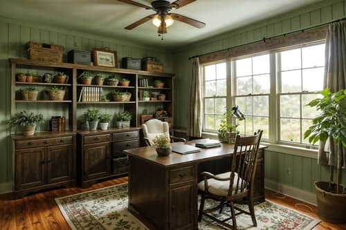 photo from pinterest of cottagecore-style interior designed (home office interior) with plant and cabinets and office chair and desk lamp and computer desk and plant. . with traditional and country style and floral patterns and organic and muted colors and cottage style and rustic and natural. . cinematic photo, highly detailed, cinematic lighting, ultra-detailed, ultrarealistic, photorealism, 8k. trending on pinterest. cottagecore interior design style. masterpiece, cinematic light, ultrarealistic+, photorealistic+, 8k, raw photo, realistic, sharp focus on eyes, (symmetrical eyes), (intact eyes), hyperrealistic, highest quality, best quality, , highly detailed, masterpiece, best quality, extremely detailed 8k wallpaper, masterpiece, best quality, ultra-detailed, best shadow, detailed background, detailed face, detailed eyes, high contrast, best illumination, detailed face, dulux, caustic, dynamic angle, detailed glow. dramatic lighting. highly detailed, insanely detailed hair, symmetrical, intricate details, professionally retouched, 8k high definition. strong bokeh. award winning photo.