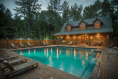 photo from pinterest of cottagecore-style designed (outdoor pool area ) with pool lights and pool lounge chairs and pool and pool lights. . with earthy and muted colors and organic and rustic and floral patterns and natural and traditional and cottage style. . cinematic photo, highly detailed, cinematic lighting, ultra-detailed, ultrarealistic, photorealism, 8k. trending on pinterest. cottagecore design style. masterpiece, cinematic light, ultrarealistic+, photorealistic+, 8k, raw photo, realistic, sharp focus on eyes, (symmetrical eyes), (intact eyes), hyperrealistic, highest quality, best quality, , highly detailed, masterpiece, best quality, extremely detailed 8k wallpaper, masterpiece, best quality, ultra-detailed, best shadow, detailed background, detailed face, detailed eyes, high contrast, best illumination, detailed face, dulux, caustic, dynamic angle, detailed glow. dramatic lighting. highly detailed, insanely detailed hair, symmetrical, intricate details, professionally retouched, 8k high definition. strong bokeh. award winning photo.