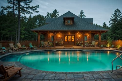 photo from pinterest of cottagecore-style designed (outdoor pool area ) with pool lights and pool lounge chairs and pool and pool lights. . with earthy and muted colors and organic and rustic and floral patterns and natural and traditional and cottage style. . cinematic photo, highly detailed, cinematic lighting, ultra-detailed, ultrarealistic, photorealism, 8k. trending on pinterest. cottagecore design style. masterpiece, cinematic light, ultrarealistic+, photorealistic+, 8k, raw photo, realistic, sharp focus on eyes, (symmetrical eyes), (intact eyes), hyperrealistic, highest quality, best quality, , highly detailed, masterpiece, best quality, extremely detailed 8k wallpaper, masterpiece, best quality, ultra-detailed, best shadow, detailed background, detailed face, detailed eyes, high contrast, best illumination, detailed face, dulux, caustic, dynamic angle, detailed glow. dramatic lighting. highly detailed, insanely detailed hair, symmetrical, intricate details, professionally retouched, 8k high definition. strong bokeh. award winning photo.