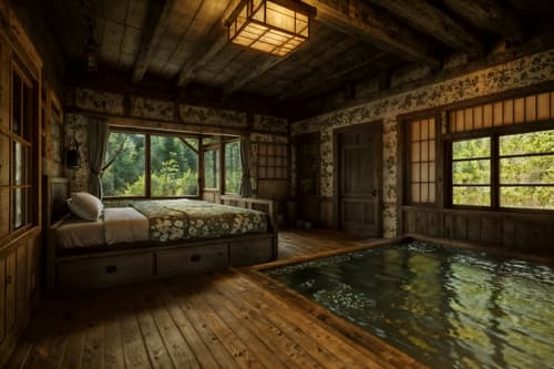 photo from pinterest of cottagecore-style interior designed (onsen interior) . with cottage style and floral patterns and organic and natural and muted colors and rustic and earthy and country style. . cinematic photo, highly detailed, cinematic lighting, ultra-detailed, ultrarealistic, photorealism, 8k. trending on pinterest. cottagecore interior design style. masterpiece, cinematic light, ultrarealistic+, photorealistic+, 8k, raw photo, realistic, sharp focus on eyes, (symmetrical eyes), (intact eyes), hyperrealistic, highest quality, best quality, , highly detailed, masterpiece, best quality, extremely detailed 8k wallpaper, masterpiece, best quality, ultra-detailed, best shadow, detailed background, detailed face, detailed eyes, high contrast, best illumination, detailed face, dulux, caustic, dynamic angle, detailed glow. dramatic lighting. highly detailed, insanely detailed hair, symmetrical, intricate details, professionally retouched, 8k high definition. strong bokeh. award winning photo.