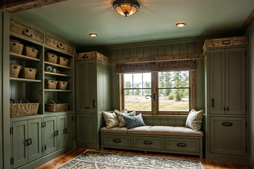 photo from pinterest of cottagecore-style interior designed (drop zone interior) with lockers and a bench and cubbies and shelves for shoes and high up storage and storage drawers and cabinets and wall hooks for coats. . with floral patterns and cottage style and rustic and natural and country style and muted colors and traditional and earthy. . cinematic photo, highly detailed, cinematic lighting, ultra-detailed, ultrarealistic, photorealism, 8k. trending on pinterest. cottagecore interior design style. masterpiece, cinematic light, ultrarealistic+, photorealistic+, 8k, raw photo, realistic, sharp focus on eyes, (symmetrical eyes), (intact eyes), hyperrealistic, highest quality, best quality, , highly detailed, masterpiece, best quality, extremely detailed 8k wallpaper, masterpiece, best quality, ultra-detailed, best shadow, detailed background, detailed face, detailed eyes, high contrast, best illumination, detailed face, dulux, caustic, dynamic angle, detailed glow. dramatic lighting. highly detailed, insanely detailed hair, symmetrical, intricate details, professionally retouched, 8k high definition. strong bokeh. award winning photo.