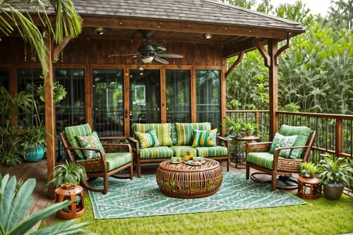 photo from pinterest of bohemian-style designed (outdoor patio ) with deck with deck chairs and barbeque or grill and patio couch with pillows and plant and grass and deck with deck chairs. . with travel trinkets and mixed patterns and playful textures and bold patterns and lush green nature and woods and carefree layers of pattern, texture, and color and bold colors. . cinematic photo, highly detailed, cinematic lighting, ultra-detailed, ultrarealistic, photorealism, 8k. trending on pinterest. bohemian design style. masterpiece, cinematic light, ultrarealistic+, photorealistic+, 8k, raw photo, realistic, sharp focus on eyes, (symmetrical eyes), (intact eyes), hyperrealistic, highest quality, best quality, , highly detailed, masterpiece, best quality, extremely detailed 8k wallpaper, masterpiece, best quality, ultra-detailed, best shadow, detailed background, detailed face, detailed eyes, high contrast, best illumination, detailed face, dulux, caustic, dynamic angle, detailed glow. dramatic lighting. highly detailed, insanely detailed hair, symmetrical, intricate details, professionally retouched, 8k high definition. strong bokeh. award winning photo.