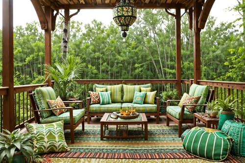 photo from pinterest of bohemian-style designed (outdoor patio ) with deck with deck chairs and barbeque or grill and patio couch with pillows and plant and grass and deck with deck chairs. . with travel trinkets and mixed patterns and playful textures and bold patterns and lush green nature and woods and carefree layers of pattern, texture, and color and bold colors. . cinematic photo, highly detailed, cinematic lighting, ultra-detailed, ultrarealistic, photorealism, 8k. trending on pinterest. bohemian design style. masterpiece, cinematic light, ultrarealistic+, photorealistic+, 8k, raw photo, realistic, sharp focus on eyes, (symmetrical eyes), (intact eyes), hyperrealistic, highest quality, best quality, , highly detailed, masterpiece, best quality, extremely detailed 8k wallpaper, masterpiece, best quality, ultra-detailed, best shadow, detailed background, detailed face, detailed eyes, high contrast, best illumination, detailed face, dulux, caustic, dynamic angle, detailed glow. dramatic lighting. highly detailed, insanely detailed hair, symmetrical, intricate details, professionally retouched, 8k high definition. strong bokeh. award winning photo.