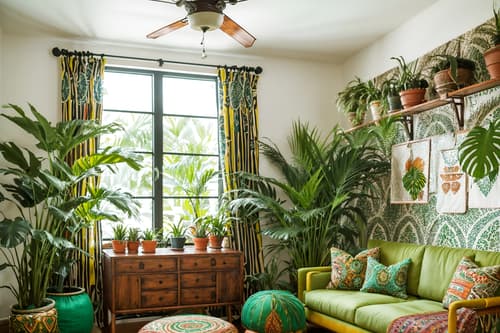photo from pinterest of bohemian-style interior designed (office interior) with seating area with sofa and lounge chairs and cabinets and office desks and windows and computer desks and office chairs and plants. . with carefree layers of pattern, texture, and color and lush green nature and travel trinkets and bold patterns and playful colors and animal hides and natural materials and playful patterns. . cinematic photo, highly detailed, cinematic lighting, ultra-detailed, ultrarealistic, photorealism, 8k. trending on pinterest. bohemian interior design style. masterpiece, cinematic light, ultrarealistic+, photorealistic+, 8k, raw photo, realistic, sharp focus on eyes, (symmetrical eyes), (intact eyes), hyperrealistic, highest quality, best quality, , highly detailed, masterpiece, best quality, extremely detailed 8k wallpaper, masterpiece, best quality, ultra-detailed, best shadow, detailed background, detailed face, detailed eyes, high contrast, best illumination, detailed face, dulux, caustic, dynamic angle, detailed glow. dramatic lighting. highly detailed, insanely detailed hair, symmetrical, intricate details, professionally retouched, 8k high definition. strong bokeh. award winning photo.