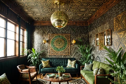 photo from pinterest of bohemian-style interior designed (coffee shop interior) . with metals and playful patterns and bold patterns and carefree layers of pattern, texture, and color and mixed patterns and woods and travel trinkets and lush green nature. . cinematic photo, highly detailed, cinematic lighting, ultra-detailed, ultrarealistic, photorealism, 8k. trending on pinterest. bohemian interior design style. masterpiece, cinematic light, ultrarealistic+, photorealistic+, 8k, raw photo, realistic, sharp focus on eyes, (symmetrical eyes), (intact eyes), hyperrealistic, highest quality, best quality, , highly detailed, masterpiece, best quality, extremely detailed 8k wallpaper, masterpiece, best quality, ultra-detailed, best shadow, detailed background, detailed face, detailed eyes, high contrast, best illumination, detailed face, dulux, caustic, dynamic angle, detailed glow. dramatic lighting. highly detailed, insanely detailed hair, symmetrical, intricate details, professionally retouched, 8k high definition. strong bokeh. award winning photo.