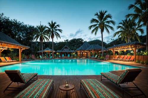 photo from pinterest of bohemian-style designed (outdoor pool area ) with pool lounge chairs and pool lights and pool and pool lounge chairs. . with mixed patterns and a lack of structure and travel trinkets and metals and playful colors and playful textures and woods and animal hides. . cinematic photo, highly detailed, cinematic lighting, ultra-detailed, ultrarealistic, photorealism, 8k. trending on pinterest. bohemian design style. masterpiece, cinematic light, ultrarealistic+, photorealistic+, 8k, raw photo, realistic, sharp focus on eyes, (symmetrical eyes), (intact eyes), hyperrealistic, highest quality, best quality, , highly detailed, masterpiece, best quality, extremely detailed 8k wallpaper, masterpiece, best quality, ultra-detailed, best shadow, detailed background, detailed face, detailed eyes, high contrast, best illumination, detailed face, dulux, caustic, dynamic angle, detailed glow. dramatic lighting. highly detailed, insanely detailed hair, symmetrical, intricate details, professionally retouched, 8k high definition. strong bokeh. award winning photo.