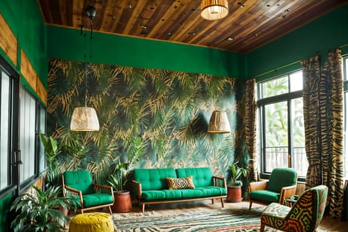 photo from pinterest of bohemian-style interior designed (coworking space interior) with lounge chairs and seating area with sofa and office chairs and office desks and lounge chairs. . with carefree layers of pattern, texture, and color and playful patterns and animal hides and lush green nature and bold patterns and playful textures and natural materials and woods. . cinematic photo, highly detailed, cinematic lighting, ultra-detailed, ultrarealistic, photorealism, 8k. trending on pinterest. bohemian interior design style. masterpiece, cinematic light, ultrarealistic+, photorealistic+, 8k, raw photo, realistic, sharp focus on eyes, (symmetrical eyes), (intact eyes), hyperrealistic, highest quality, best quality, , highly detailed, masterpiece, best quality, extremely detailed 8k wallpaper, masterpiece, best quality, ultra-detailed, best shadow, detailed background, detailed face, detailed eyes, high contrast, best illumination, detailed face, dulux, caustic, dynamic angle, detailed glow. dramatic lighting. highly detailed, insanely detailed hair, symmetrical, intricate details, professionally retouched, 8k high definition. strong bokeh. award winning photo.