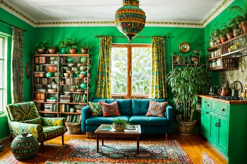 photo from pinterest of bohemian-style interior designed (kitchen living combo interior) with electric lamps and furniture and plant and bookshelves and plant and sink and televisions and chairs. . with a lack of structure and travel trinkets and mixed patterns and bold patterns and bold colors and animal hides and lush green nature and playful patterns. . cinematic photo, highly detailed, cinematic lighting, ultra-detailed, ultrarealistic, photorealism, 8k. trending on pinterest. bohemian interior design style. masterpiece, cinematic light, ultrarealistic+, photorealistic+, 8k, raw photo, realistic, sharp focus on eyes, (symmetrical eyes), (intact eyes), hyperrealistic, highest quality, best quality, , highly detailed, masterpiece, best quality, extremely detailed 8k wallpaper, masterpiece, best quality, ultra-detailed, best shadow, detailed background, detailed face, detailed eyes, high contrast, best illumination, detailed face, dulux, caustic, dynamic angle, detailed glow. dramatic lighting. highly detailed, insanely detailed hair, symmetrical, intricate details, professionally retouched, 8k high definition. strong bokeh. award winning photo.
