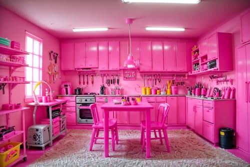 photo from pinterest of hot pink-style interior designed (workshop interior) with messy and tool wall and wooden workbench and messy. . with barbie style interior and barbie chairs and barbie glitter and sparkle and hot pink barbie colors and barbie closet and barbie plastic interior and hot pink barbie walls and barbie bold rosy hues like fuchsia and magenta. . cinematic photo, highly detailed, cinematic lighting, ultra-detailed, ultrarealistic, photorealism, 8k. trending on pinterest. hot pink interior design style. masterpiece, cinematic light, ultrarealistic+, photorealistic+, 8k, raw photo, realistic, sharp focus on eyes, (symmetrical eyes), (intact eyes), hyperrealistic, highest quality, best quality, , highly detailed, masterpiece, best quality, extremely detailed 8k wallpaper, masterpiece, best quality, ultra-detailed, best shadow, detailed background, detailed face, detailed eyes, high contrast, best illumination, detailed face, dulux, caustic, dynamic angle, detailed glow. dramatic lighting. highly detailed, insanely detailed hair, symmetrical, intricate details, professionally retouched, 8k high definition. strong bokeh. award winning photo.