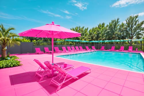 photo from pinterest of hot pink-style designed (outdoor pool area ) with pool lounge chairs and pool and pool lights and pool lounge chairs. . with barbie chairs and barbie style and barbie closet and hot pink barbie walls and barbie bold rosy hues like fuchsia and magenta and hot pink barbie colors and barbie plastic and barbie glitter and sparkle. . cinematic photo, highly detailed, cinematic lighting, ultra-detailed, ultrarealistic, photorealism, 8k. trending on pinterest. hot pink design style. masterpiece, cinematic light, ultrarealistic+, photorealistic+, 8k, raw photo, realistic, sharp focus on eyes, (symmetrical eyes), (intact eyes), hyperrealistic, highest quality, best quality, , highly detailed, masterpiece, best quality, extremely detailed 8k wallpaper, masterpiece, best quality, ultra-detailed, best shadow, detailed background, detailed face, detailed eyes, high contrast, best illumination, detailed face, dulux, caustic, dynamic angle, detailed glow. dramatic lighting. highly detailed, insanely detailed hair, symmetrical, intricate details, professionally retouched, 8k high definition. strong bokeh. award winning photo.