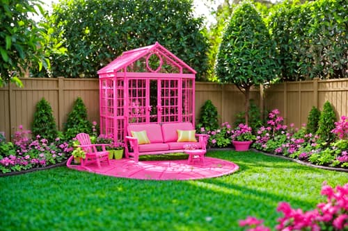 photo from pinterest of hot pink-style designed (outdoor garden ) with grass and garden tree and garden plants and grass. . with barbie plastic and hot pink barbie walls and barbie bold rosy hues like fuchsia and magenta and barbie sofa and barbie closet and barbie glitter and sparkle and barbie style and barbie chairs. . cinematic photo, highly detailed, cinematic lighting, ultra-detailed, ultrarealistic, photorealism, 8k. trending on pinterest. hot pink design style. masterpiece, cinematic light, ultrarealistic+, photorealistic+, 8k, raw photo, realistic, sharp focus on eyes, (symmetrical eyes), (intact eyes), hyperrealistic, highest quality, best quality, , highly detailed, masterpiece, best quality, extremely detailed 8k wallpaper, masterpiece, best quality, ultra-detailed, best shadow, detailed background, detailed face, detailed eyes, high contrast, best illumination, detailed face, dulux, caustic, dynamic angle, detailed glow. dramatic lighting. highly detailed, insanely detailed hair, symmetrical, intricate details, professionally retouched, 8k high definition. strong bokeh. award winning photo.