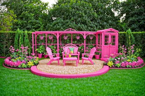 photo from pinterest of hot pink-style designed (outdoor garden ) with grass and garden tree and garden plants and grass. . with barbie plastic and hot pink barbie walls and barbie bold rosy hues like fuchsia and magenta and barbie sofa and barbie closet and barbie glitter and sparkle and barbie style and barbie chairs. . cinematic photo, highly detailed, cinematic lighting, ultra-detailed, ultrarealistic, photorealism, 8k. trending on pinterest. hot pink design style. masterpiece, cinematic light, ultrarealistic+, photorealistic+, 8k, raw photo, realistic, sharp focus on eyes, (symmetrical eyes), (intact eyes), hyperrealistic, highest quality, best quality, , highly detailed, masterpiece, best quality, extremely detailed 8k wallpaper, masterpiece, best quality, ultra-detailed, best shadow, detailed background, detailed face, detailed eyes, high contrast, best illumination, detailed face, dulux, caustic, dynamic angle, detailed glow. dramatic lighting. highly detailed, insanely detailed hair, symmetrical, intricate details, professionally retouched, 8k high definition. strong bokeh. award winning photo.