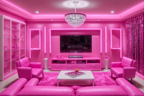 photo from pinterest of hot pink-style interior designed (gaming room interior) . with barbie glitter and sparkle and barbie bold rosy hues like fuchsia and magenta and hot pink barbie colors and barbie sofa and barbie style interior and barbie closet and barbie chairs and barbie plastic interior. . cinematic photo, highly detailed, cinematic lighting, ultra-detailed, ultrarealistic, photorealism, 8k. trending on pinterest. hot pink interior design style. masterpiece, cinematic light, ultrarealistic+, photorealistic+, 8k, raw photo, realistic, sharp focus on eyes, (symmetrical eyes), (intact eyes), hyperrealistic, highest quality, best quality, , highly detailed, masterpiece, best quality, extremely detailed 8k wallpaper, masterpiece, best quality, ultra-detailed, best shadow, detailed background, detailed face, detailed eyes, high contrast, best illumination, detailed face, dulux, caustic, dynamic angle, detailed glow. dramatic lighting. highly detailed, insanely detailed hair, symmetrical, intricate details, professionally retouched, 8k high definition. strong bokeh. award winning photo.
