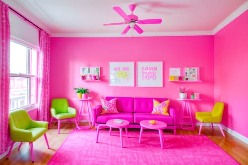 photo from pinterest of hot pink-style interior designed (coworking space interior) with office chairs and lounge chairs and office desks and seating area with sofa and office chairs. . with barbie sofa and barbie plastic interior and barbie chairs and barbie bold rosy hues like fuchsia and magenta and barbie closet and hot pink barbie colors and barbie glitter and sparkle and hot pink barbie walls. . cinematic photo, highly detailed, cinematic lighting, ultra-detailed, ultrarealistic, photorealism, 8k. trending on pinterest. hot pink interior design style. masterpiece, cinematic light, ultrarealistic+, photorealistic+, 8k, raw photo, realistic, sharp focus on eyes, (symmetrical eyes), (intact eyes), hyperrealistic, highest quality, best quality, , highly detailed, masterpiece, best quality, extremely detailed 8k wallpaper, masterpiece, best quality, ultra-detailed, best shadow, detailed background, detailed face, detailed eyes, high contrast, best illumination, detailed face, dulux, caustic, dynamic angle, detailed glow. dramatic lighting. highly detailed, insanely detailed hair, symmetrical, intricate details, professionally retouched, 8k high definition. strong bokeh. award winning photo.